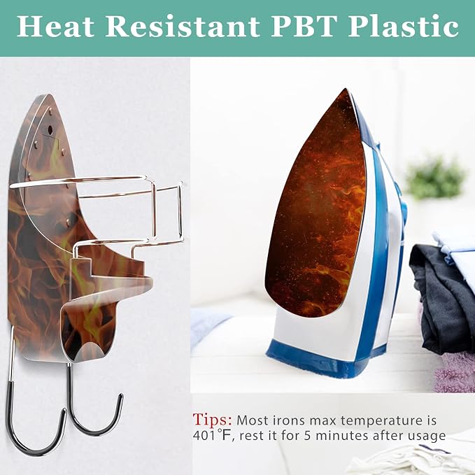 DOUBLE 2 C Ironing Board Hanger Wall Mount Electric Iron Holder Iron and - Image 5