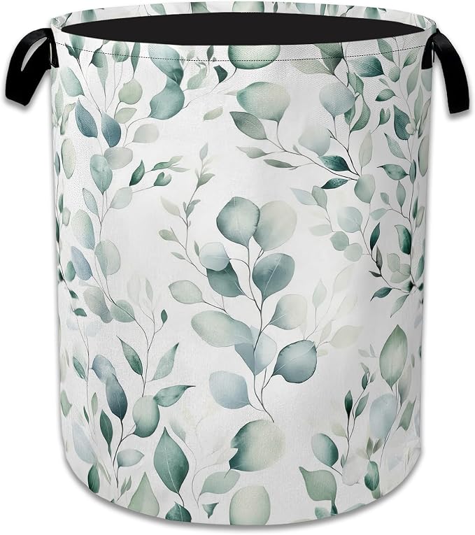 Eucalyptus Spring Botanical Laundry Basket, Foldable Oxford Cloth Laundry Hamper by Unknown