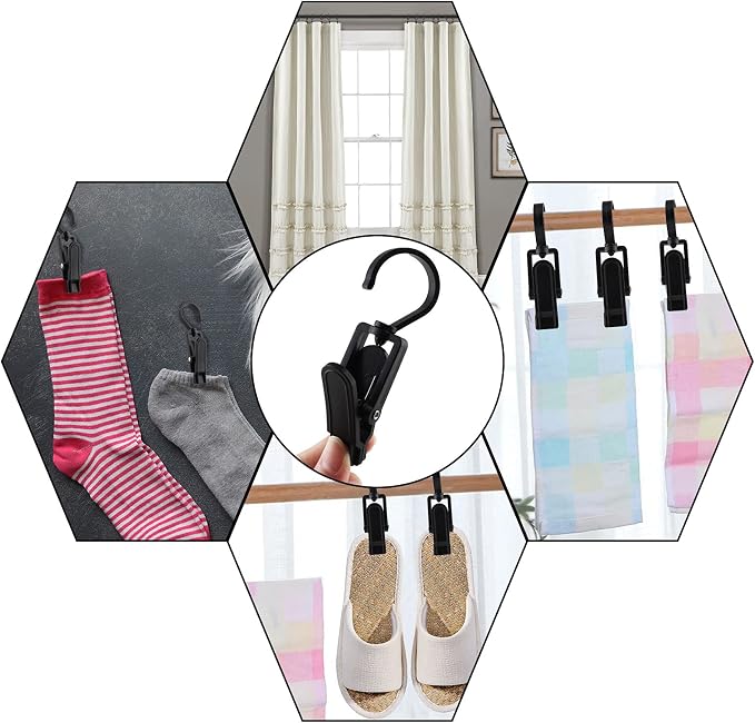 20 PCS Laundry Hooks, Plastic Clothes Pins, Super Strong Hanger Clips, Swivel - Image 7