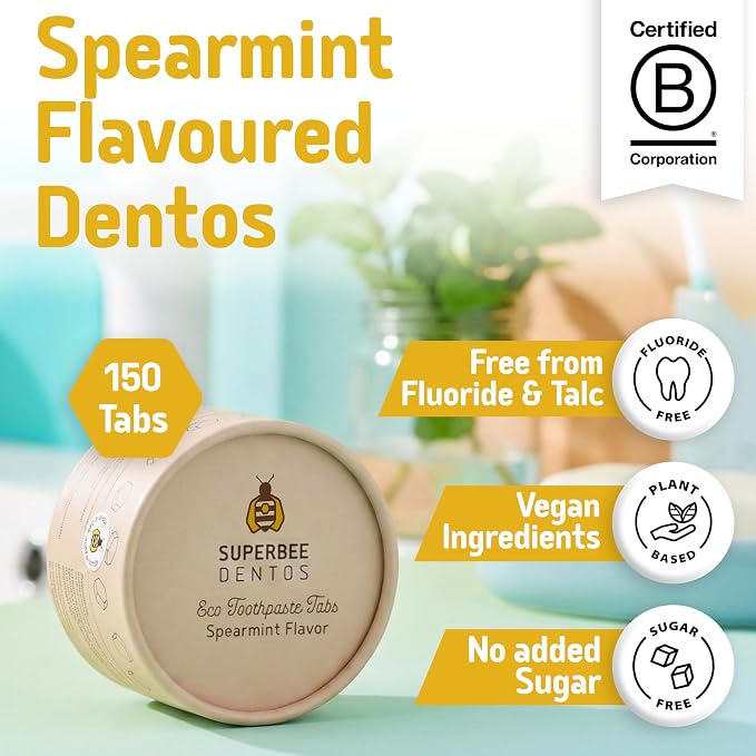 SuperBee Dentos Toothpaste Tablets, 150 Tabs, Fluoride Free & Eco Friendly - Image 2