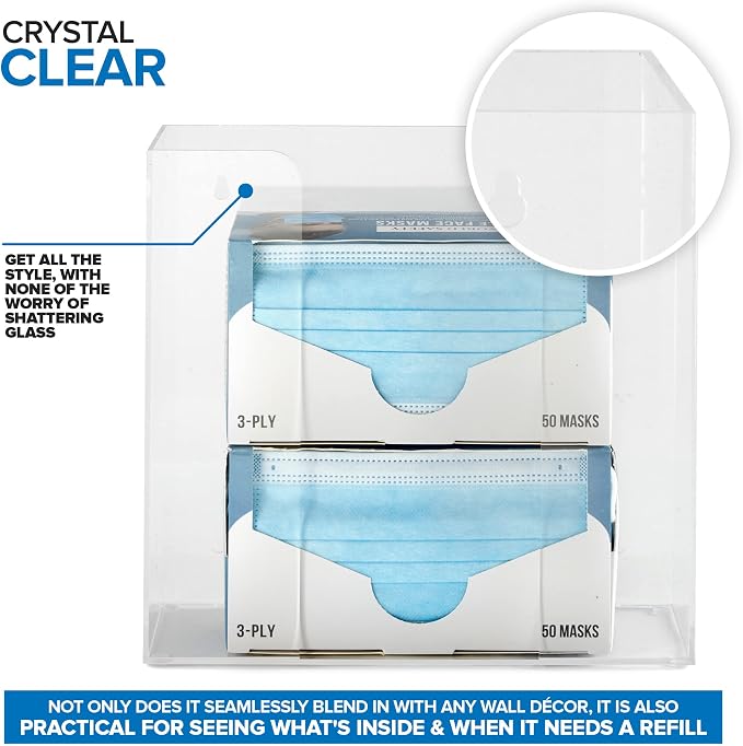 Stock Your Home Double Acrylic Gloves Dispenser Tissue Box Shelf, Glove Holder - Image 3