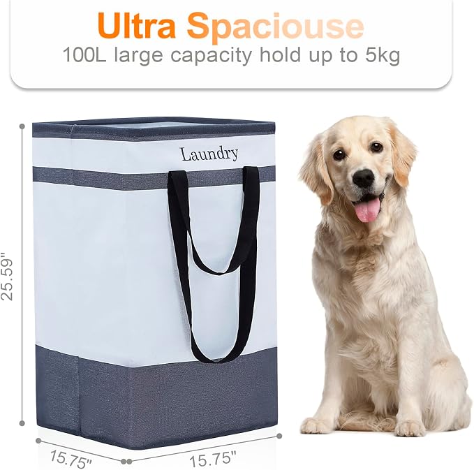 FairyHaus Laundry Basket 100L, Collapsible Laundry Baskets Hampers - Image 5