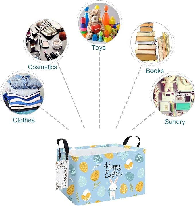 FANKANG Storage Bins, Nursery Hamper Canvas Laundry Basket Foldable - Image 8