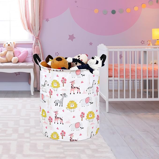 KUNRO Round Laundry Gift Basket Storage Hamper Clothes Storage Basket Organizer - Image 5