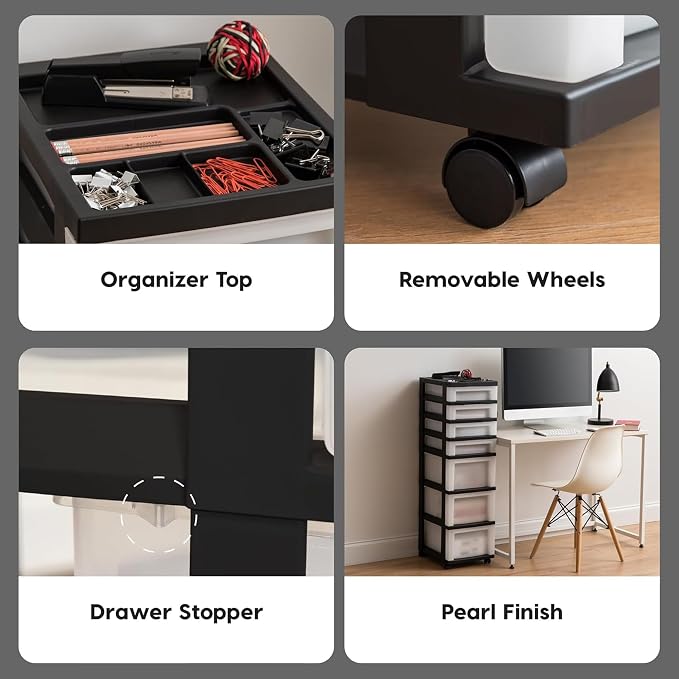 IRIS USA 2 Pack 7-Drawer Plastic Storage Rolling Organizer Cart - Image 5