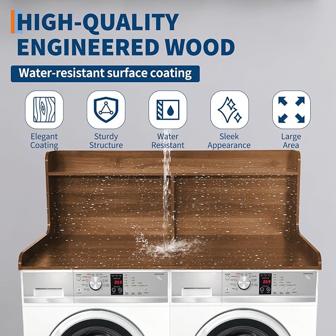 Laundry Countertop with 20" Shelf, Universal Fit Washer and Dryer Top with - Image 4