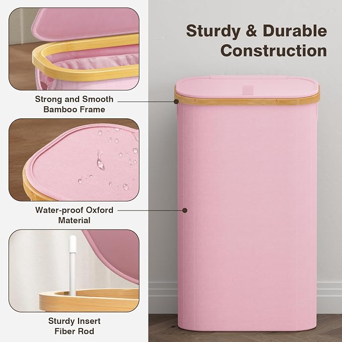 75L Slim Laundry Hamper with Lid, Dirty Clothes Hampers - Image 6