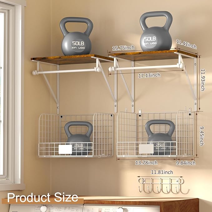 2 Set Laundry Room Wall Mounted Shelves - Image 3