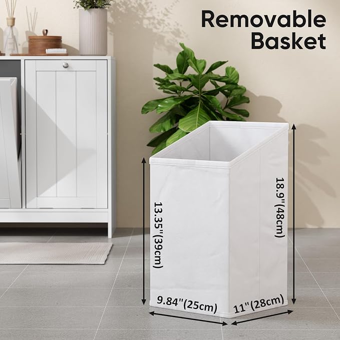 Double Tilt Out Laundry Hamper Cabinet, 11.8 Gallon Hidden Trash Cabinets - Image 4