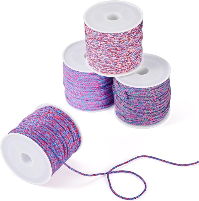 4 Rolls Braided Cotton Cord Purple Thin Macrame Thread 1.2 mm Twisted Beading - Image 6