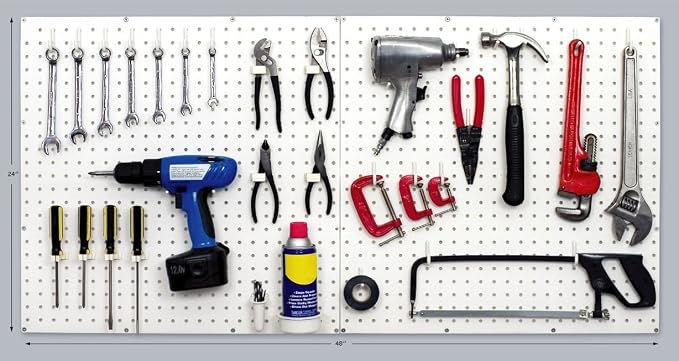 WallPeg PEGBOARD Panels Peg Board Plastic Pegboard Kit 24"x24" - Image 4