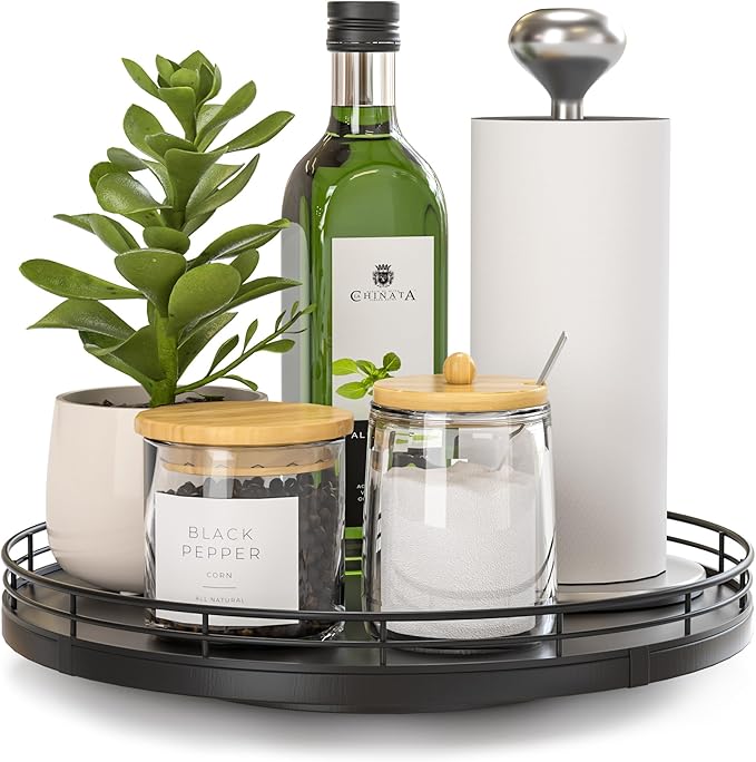 10" Oak Wood Lazy Susan Turntable Organizer, Lazy Susan by Oroyutor