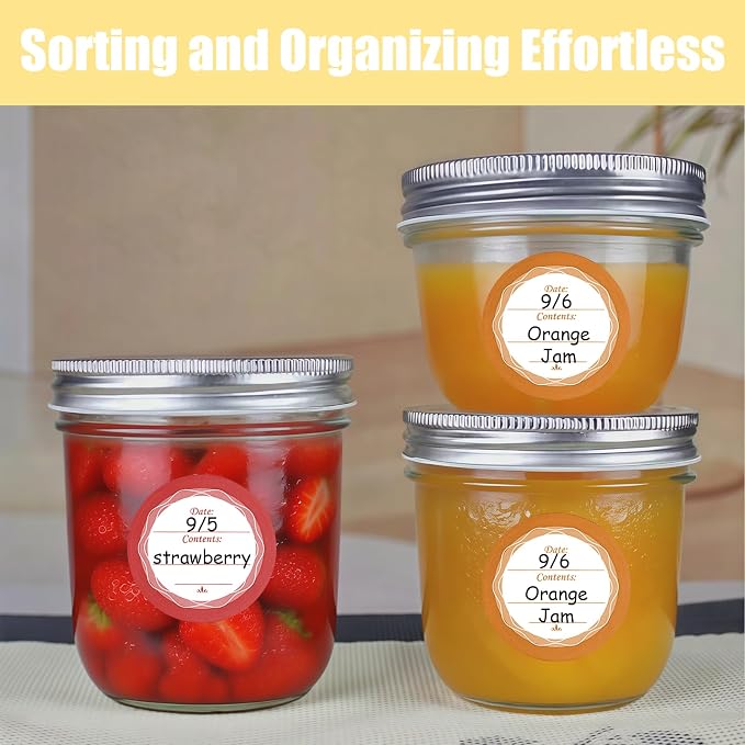 108 PCS Multicolored Mason Jar Label Stickers, Removable Waterproof & Oil - Image 6