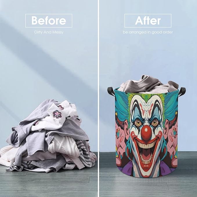 Clowns Laundry Basket with Handles, Laundry Hamper with Internal Support - Image 5