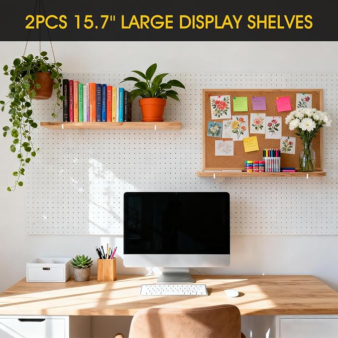 Pegboard Shelf Set of 2, High Stability Wooden Shelf - Image 5