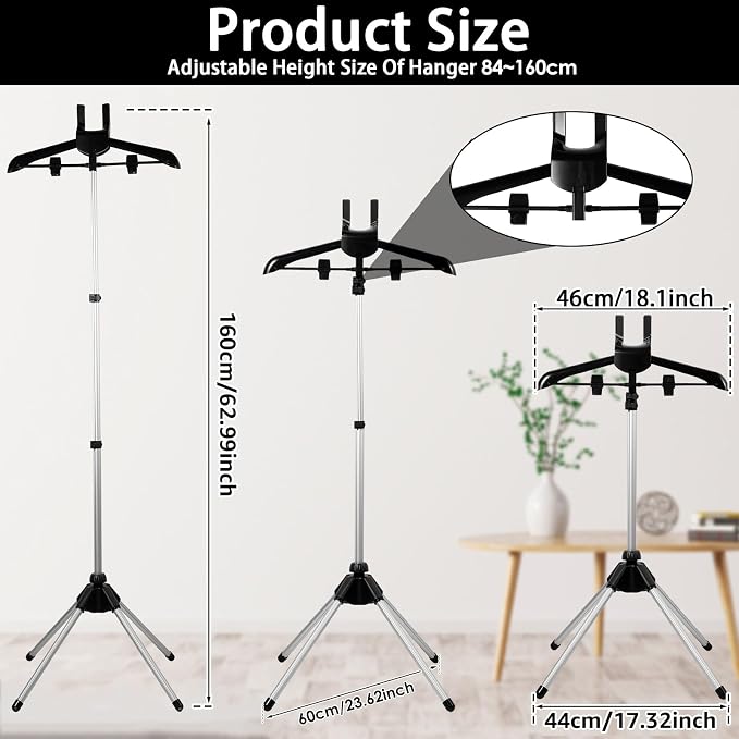 Steamer Stand for Clothes, Foldable Rotatable Garment Hanger for Steaming - Image 2