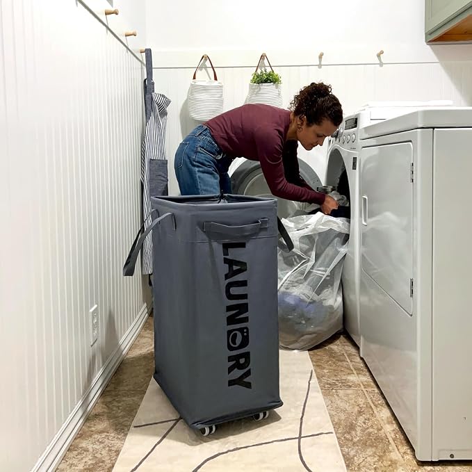 CHICVITA 2-Pack Hamper with Wheels, 75L Large Laundry Baskets with Removable - Image 8