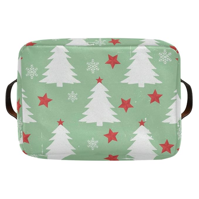 Christmas Stars Tree Green Pattern Rectangular Storage Bin Basket - Image 8