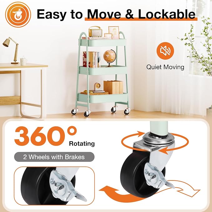 NEWBULIG 3-Tier Rolling Utility Cart - Image 3