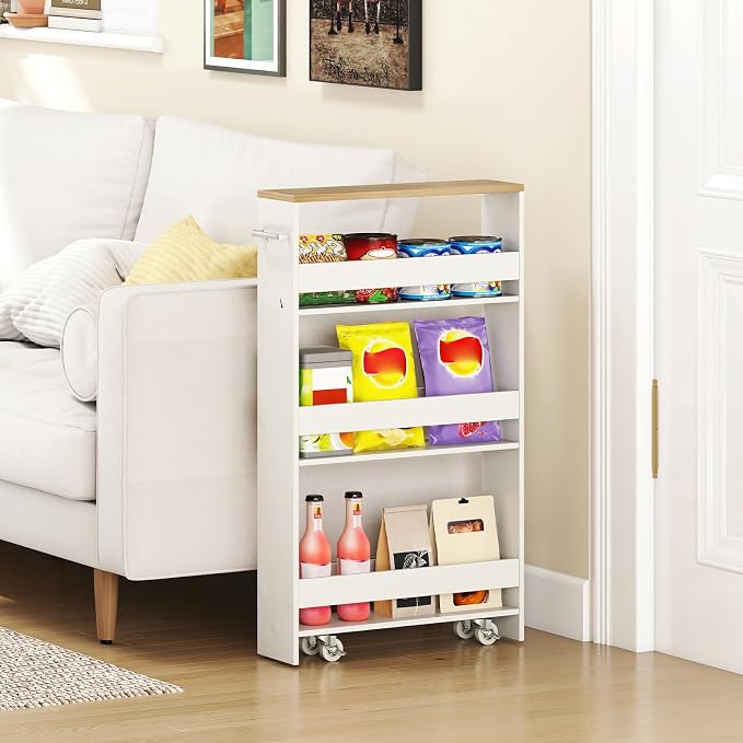 Small Kitchen Cart, 4-Tier Slim Rolling Island - Image 3