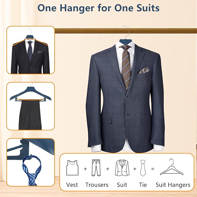 DEDU Plastic Extra Wide Shoulder Suit Hangers - Image 5