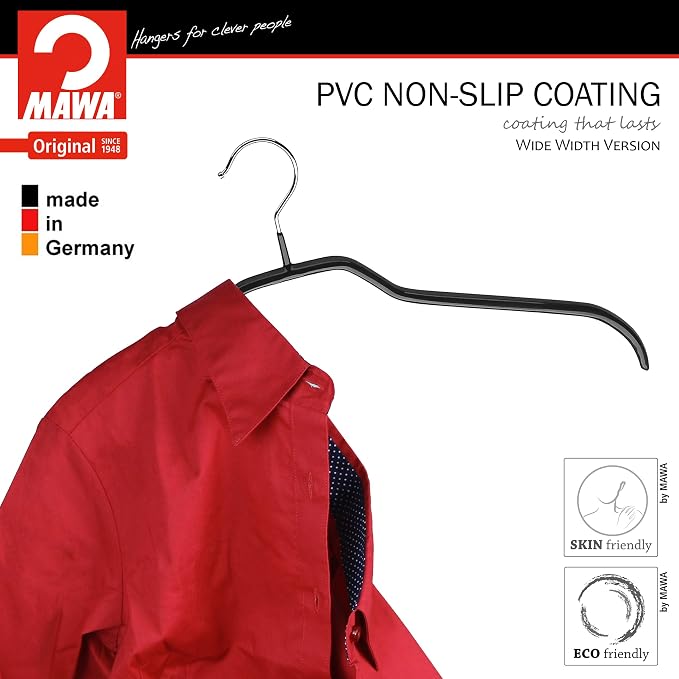 Mawa by Reston Lloyd Non Slip Space Saving Wide Width Clothing Hanger, Style - Image 3