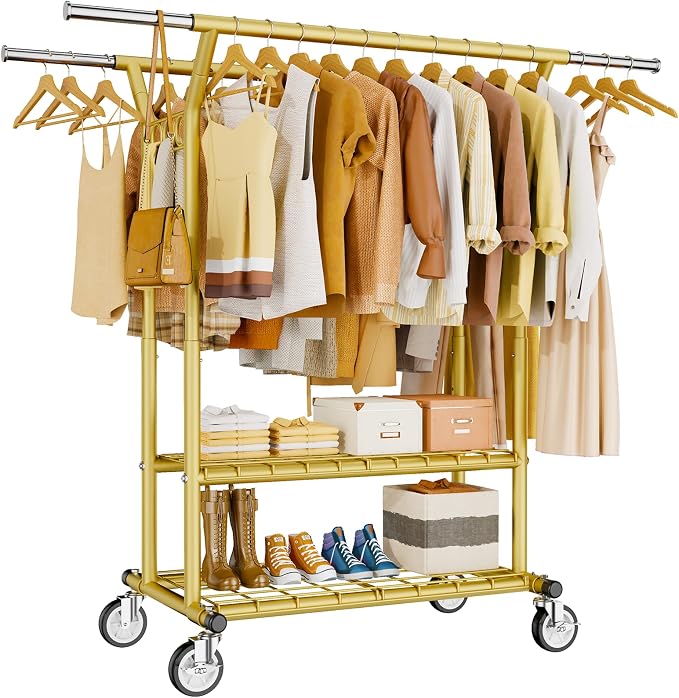 Heavy Duty Clothes Rack, Rolling Clothing Racks by HYSEYY