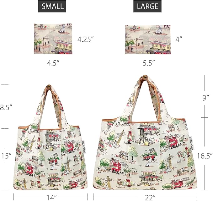 allydrew Large Foldable Tote Nylon Reusable Grocery Bag - Image 4