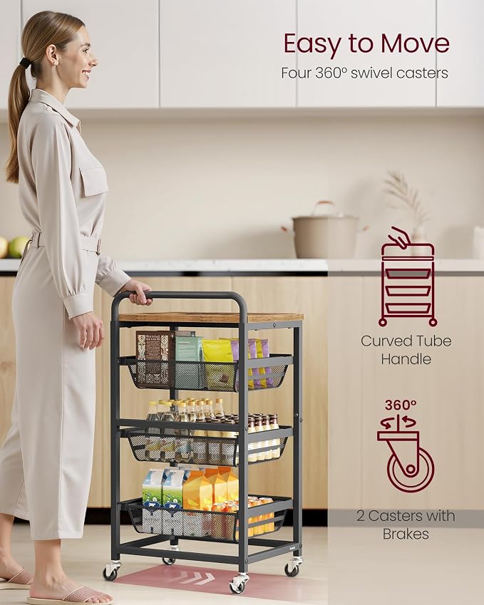 VASAGLE Storage Rolling Cart - Image 4