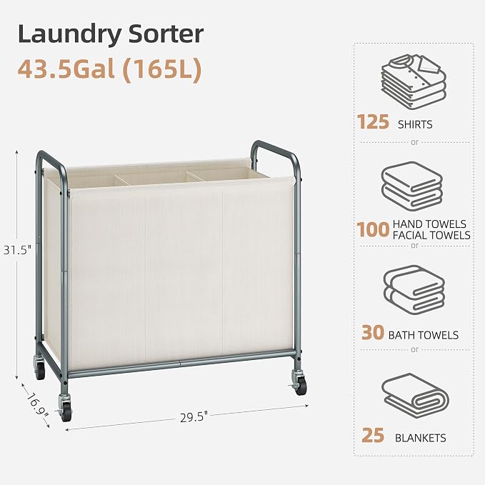 STORAGE MANIAC Rolling Laundry Hamper, 165L Laundry Basket - Image 3