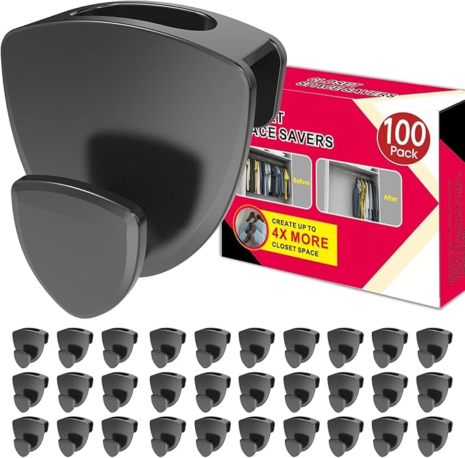 Space Saving Standard Hanger Hooks 100Pcs, Upgrade Heavy Duty Space Saver by Latoxcaa-SpaceMaster
