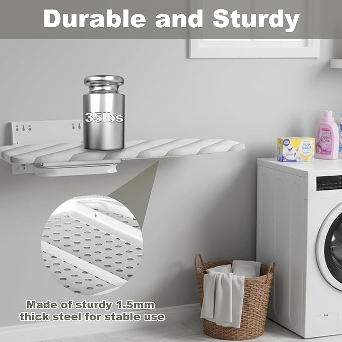 uyoyous Wall Mounted Ironing Board 37.4x11.8 inch Compact Folding Iron Board - Image 5