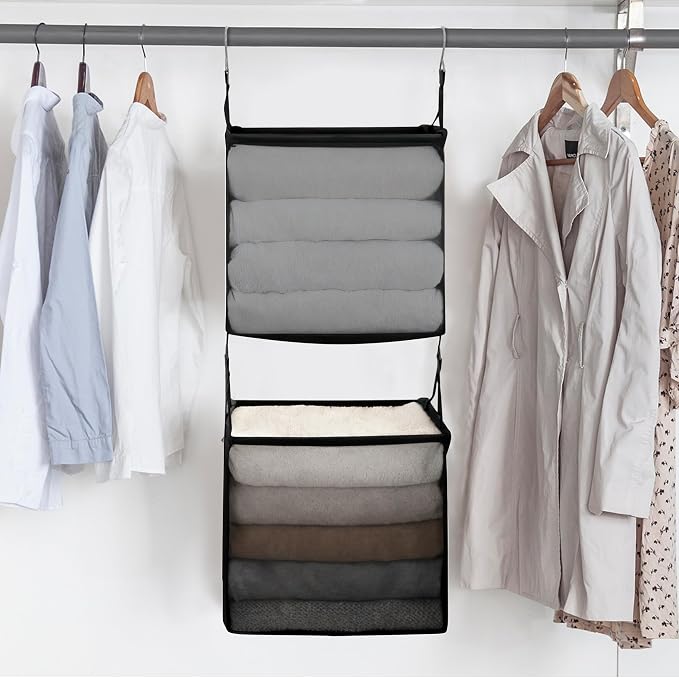 STORAGE MANIAC 2-Shelf Hanging Closet Organizer, Cloth Hanging Closet Shelf - Image 7