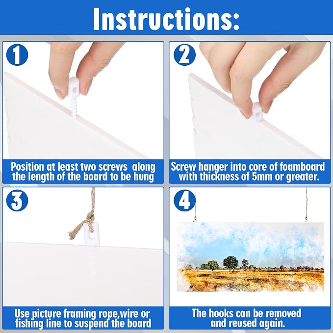 Chunful 24 Pack Foam Board Hangers Hanging Foamcore Wall Hangers, Work - Image 3