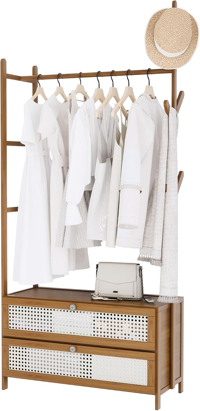 Garment Rack with Drawers, Cute Clothing Rack, Bamboo Clothes Rack, Clothes - Image 9