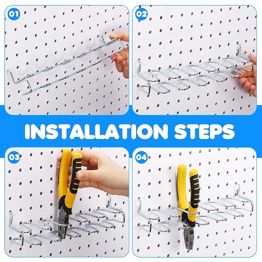Hanaive 4 Pieces Pegboard Pliers Holder, Holds 11 Plier Per Rack, Steel - Image 4