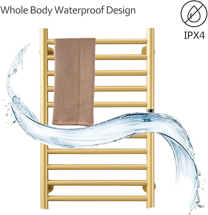 Gold Heated Towel Warmer Radiator Bathroom Accessories, Built-in Timer - Image 5