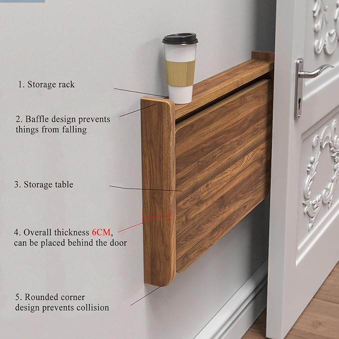Fold Down Laundry Table, Home bar Foldable Floating nightstands，Floating - Image 6