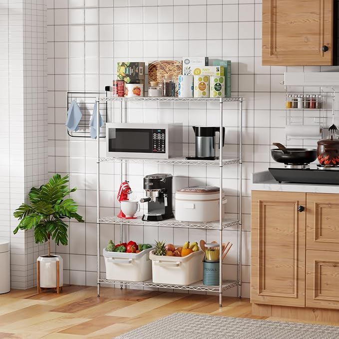 Meet perfect 4-Tier Heavy Duty Metal Shelving Unit, 800 lbs Capacity Adjustable - Image 4
