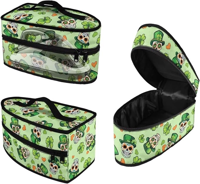 Saint Patricks Day Steam Iron Storage Case Lightweight Easy to Carry Skull Hat by Maiyoinou