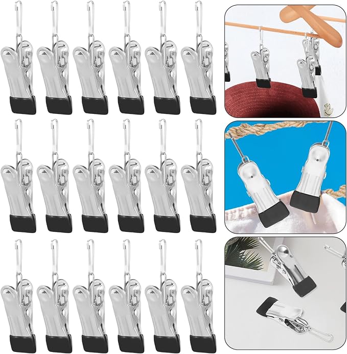 PRETYZOOM 20pcs Stainless Steel Clothespins - Image 4