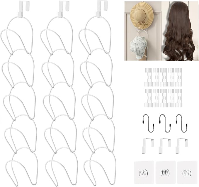 LINFIDITE 15 Pack Baseball Hat Rack Hanger Holder Organizer Multi Hook Wall by LINFIDITE