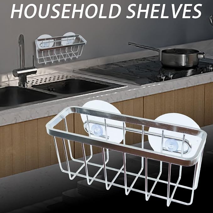 Stainless Steel Rack Drain Basket Sink Dish Drainers Wall Grid Panel Display - Image 3