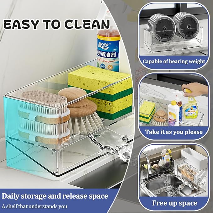 Akalin Sponge Holder for Kitchen Sink, Plastic Sink Caddy, Dish Sponge Holder - Image 5