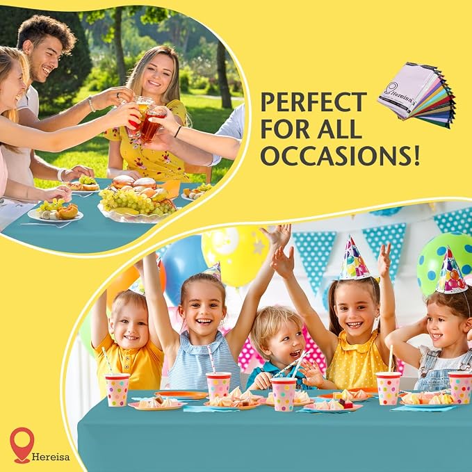 Plastic Aqua Tablecloths 3 Pack Disposable Table Covers 54 x 108 Inches Pitch - Image 5
