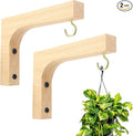 Upriver 2 Pack Wooden Plant Hanger Hooks, Wall Mounted Hanging Basket Hooks by Upriver