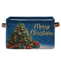 Tree Christmas Blue Print Rectangular Storage Bin Basket by DOMIKING