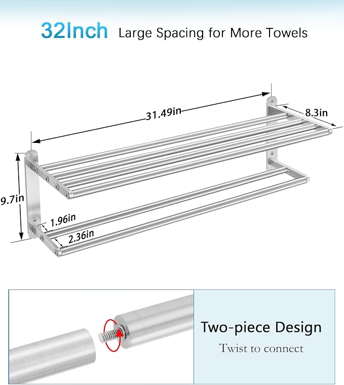 32 in Towel Racks for Bathroom, Bath Towel Shelf - Image 5
