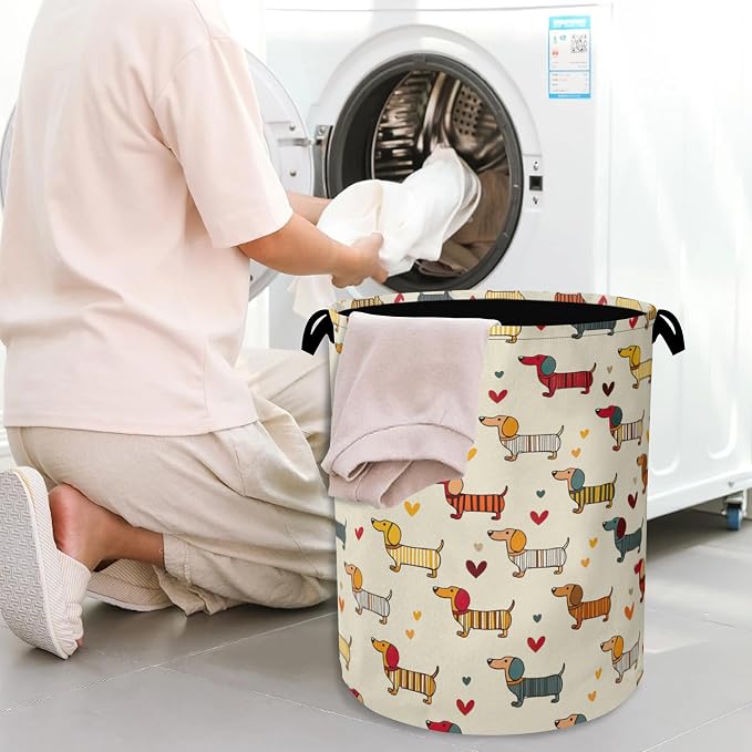 Cute Dachshund Dog Laundry Basket, Foldable - Image 7