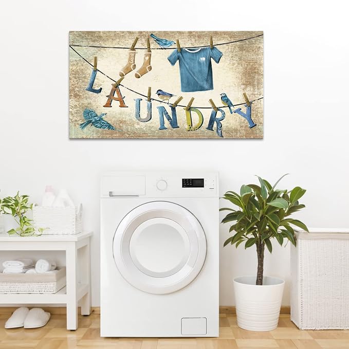 Conipit Laundry Canvas Wall Art Framed Vintage Laundry Room Signs Painting - Image 6